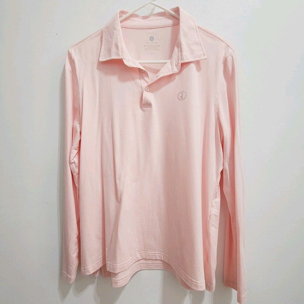 Solbari Womens Long Sleeve Polo Shirt Size  XL Pink UPF 50+